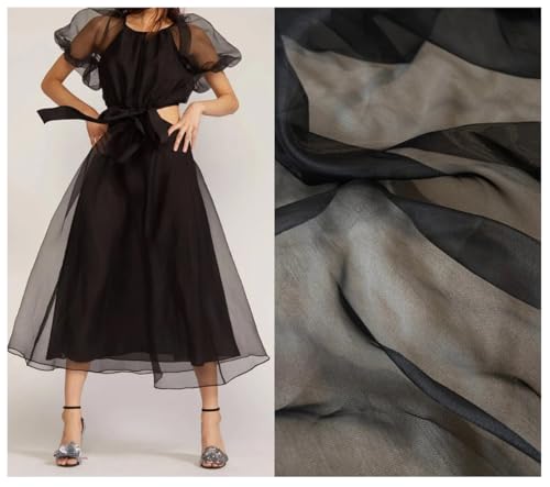Premium Black Sheer Organza Fabric - 5 Yards of Elegant Draping Material for Weddings, Events, Crafts, and DIY Projects - 44" Wide Tulle Décor 4 Premium Black Sheer Organza Fabric - 5 Yards of Elegant Draping Material for Weddings, Events, Crafts, and DIY Projects - 44" Wide Tulle Décor - Image 3