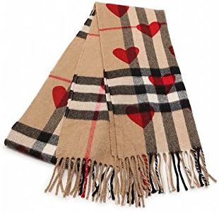 Amazon バーバリー Burberry マフラー ストール ハート チェック カシミヤ ベージュ 赤 中古 マフラー 通販
