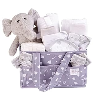 Pasgeboren babycadeaus Luiercaddy Set – wasbare multifunctionele grijze caddy tas om babybenodigdheden op te bergen en…