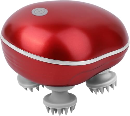 Image of Electric Scalp Massager, Scalp Massager - 96 Silicone Kneading Points with Detachable Heads | Multi-Use Scalp, Body & Head Massager for Hair Growth | Ergonomic Green Design fo (Red)