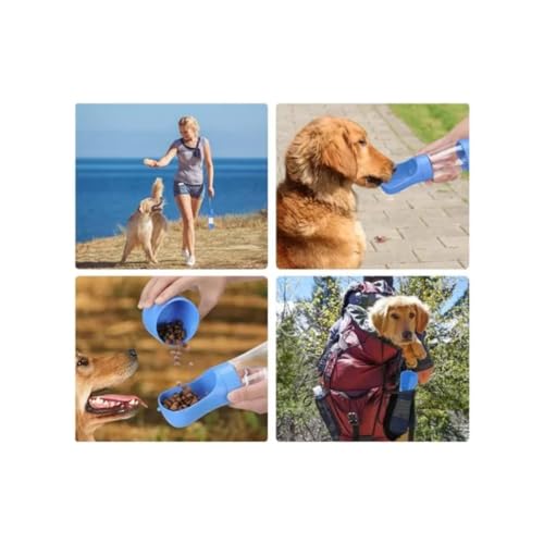 Garrafa Bebedouro Pet Portátil 2 em 1 Água e Ração (Azul)