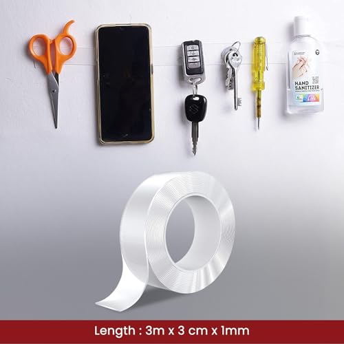 Image of amazon basics Double Sided Tape(Pack of 1) 3m x 3 Cm, Heavy Duty, Transparent IVY Grip Tape, Removable Traceless Mounting Best Suited for Wall Tape, Kitchen, Home Dcor & DIY