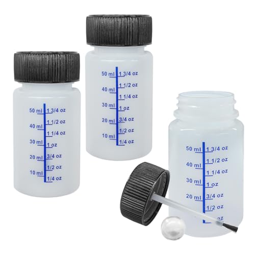 DUSCOKE Touch Up Paint Bottle Container with Brush and Lid 2 Ounce/60ml Leftover Paint Storage Can with Mixing Ball Vehicle Paints Chip Repair Applicator for Fixing Car Scratches Damage (3PCS)