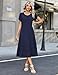 Zeagoo Sommerkleid Lang Kleid Damen Locker Midi Kleider Rundhalsausschnitt Freizeitkleid A Linie Tunika Kleid Navy Blau XL