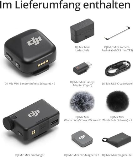 Image of DJI Mic Mini (2 Transmitters + 1 Receiver + Charging Cradle), Ultra Light, Detailed Audio, 48 Hours Use, Noise Cancelling, Auto Limit, Wireless Microphone /iPhone /Android, Vlog, Streaming