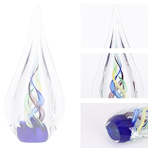Blown Glass Sculpture, Blue Glass Art Collection Statue, Unique Mediterranean Decorative Glass Teardrop Statue Suitable For Office, Shelf, Dresser, Living Room Coffee Table, Mantelpiece Filling (A) #TOP6