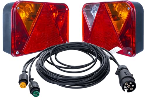 UNITRAILER - Kit d’éclairage remorque DPT 35 – Feux arrière gauche et droite avec faisceau 7 m, connecteurs 7 broches – Compatible remorque, porte-bateau