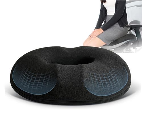 SKY-TOUCH Memory Foam Seat Cushion Donut Pillow Pain Relief for Prostate Pregnancy Coccyx Pain Surgery Sciatica Car Home Office Seat Cushions Black