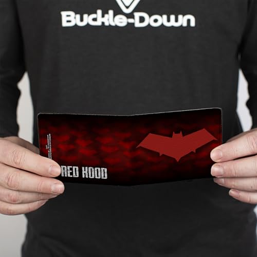 Buckle-Down Unisex-Adult's Standard PU Bifold Wallet Hood Logo/Monogram Black Fade/Red/White, Multicolor, 4.0" x 3.5"4