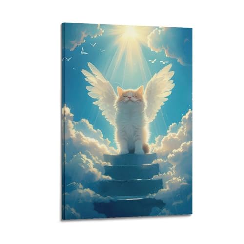 Impression chat avec des ailes WIZIGM pour habiller un petit mur vide avec style cadre 20x30
