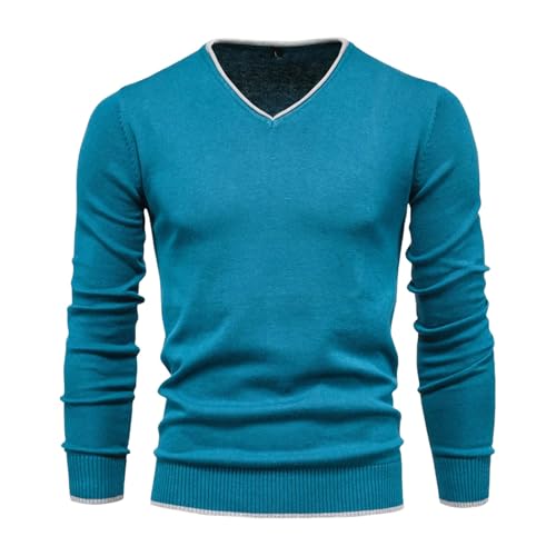 V Neck Button Knitted Pullover Sweater Mens Autumn Casual Fashion Warm Comfortable Tops