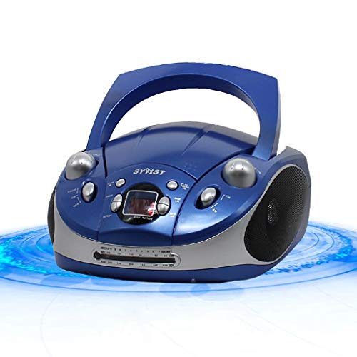 Portable CD Player Boombox with AM/FM Radio Remote Control 3.5mm AUX Input Stereo Headphone Jack LCD Display (Color : Blue)