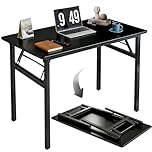 ALUCKKEY Folding Computer Desk - Portable 80cm Foldable Laptop Table, Collapsible and Compact for Easy Storage and Fast Setup, Lightweight for Small Spaces, Craft and Study Use, Black