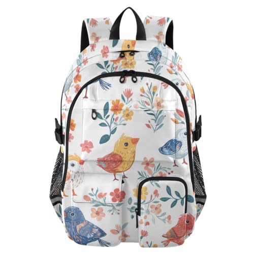 Mochila de negocios Sweet Bird blanca para trabajo y mochilas escolares de 17.5 pulgadas