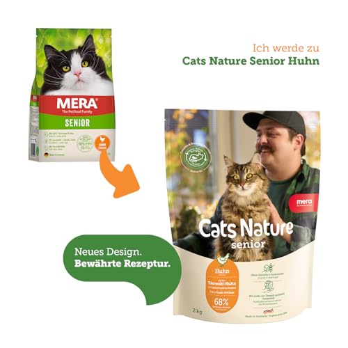 MERA Cats Senior Huhn (2kg), Trockenfutter für Sensible Katzen, getreidefrei & nachhaltig, mit hohem Fleischanteil