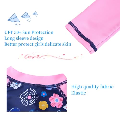 Image of UMELOK Girls Long Sleeve Rash Guard One Piece Swimsuits with UV Protection Sunsuit