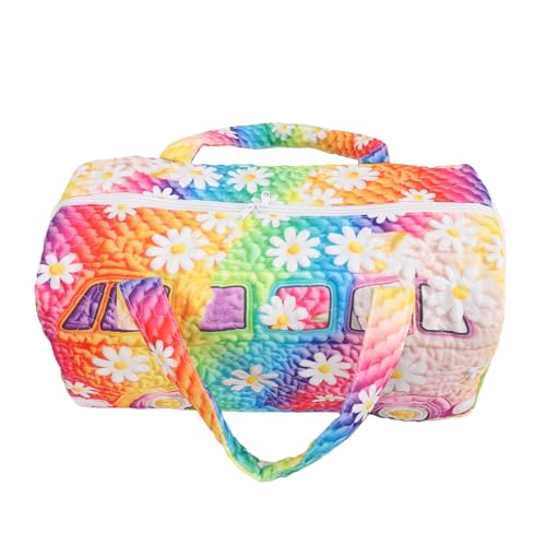 Sac de voyage matelassé fleurs rétro 45cm en toile polyester