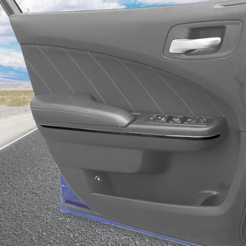 Tiras de moldura en fibra de carbono para panel de puerta de Dodge Charger 2011-2025 5