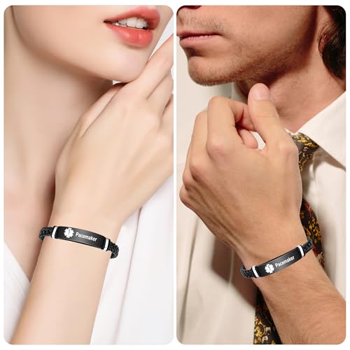 Pulsera Médica para Hombre en Cuero con Identificación miniatura 5