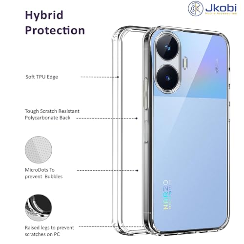 Image of Jkobi Back Case Cover for Realme C55 (Silicone Clear Shockproof Case with Camera Protection | Soft and Flexible | Transparent)