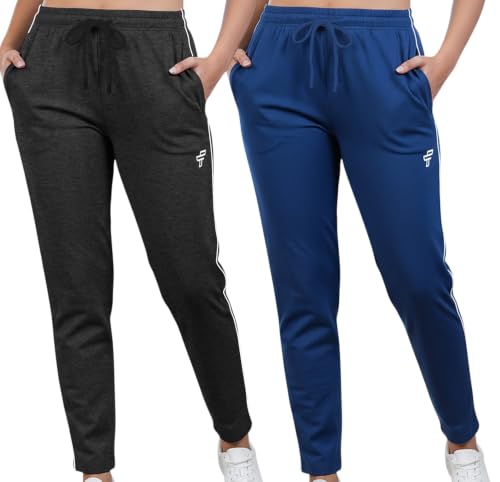 Image of Women Cotton Regular Fit Track Pants (Pack of 2)