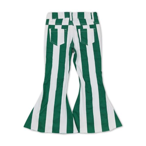 AUPYOOAU PP0330 stripegreen Jeans Western Little Girl Jeans Pants2