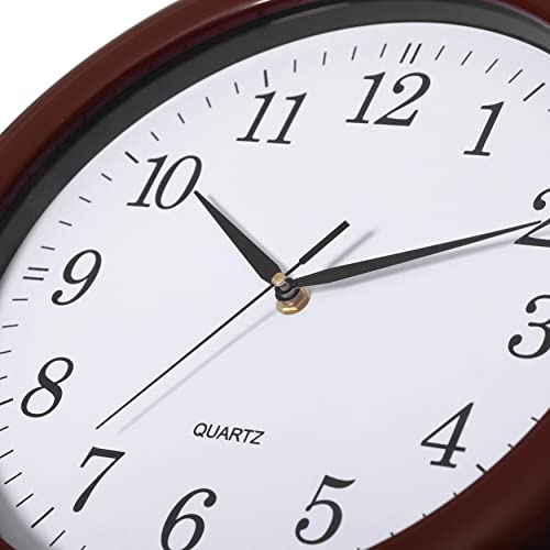 Decorative Classic Brown Round Wall Clock for Living Room, Kitchen, Dining Room, Plastic by Clockswise - Image 5