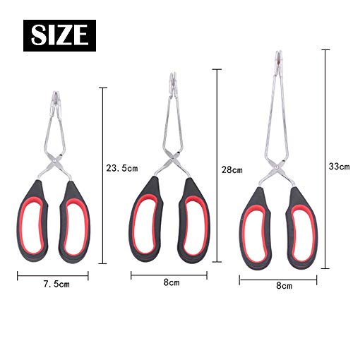 POLARHAWK Scissor Cooking Tongs,Stainless Steel Kitchen Tongs with Comfortable Red Handle for Cooking Barbecue, BBQ, Grilling, Frying,3 Pack- 9 Inch & 11 Inch & 13 Inch