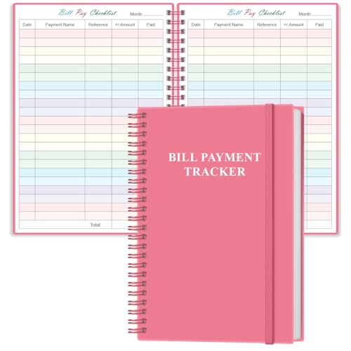 Bill Payment Checklist - Monthly Bill Organizer & Planner for Personal Budgeting Financial Bill Payment Tracker Notebook 5.8 x 8.5 Pink