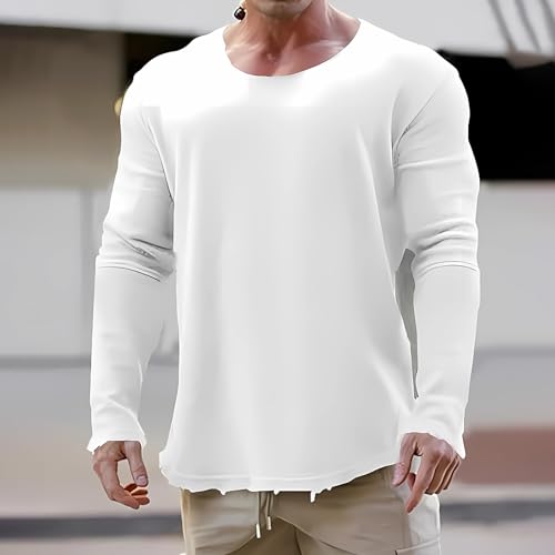 Hulpvktsgiq Men's Crewneck Sweatshirts Lightweight Soild Color Long Sleeve Casual Pullover Shirt Workout Gym Fashion Tops2