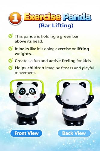 Image of MERRILY Cute Panda Toy Set for Kids - Rotating & Moving Action Panda Figures, Interactive Fun Play Toys, Safe Educational Gift for Boys & Girls 3+ (3PCS Set)