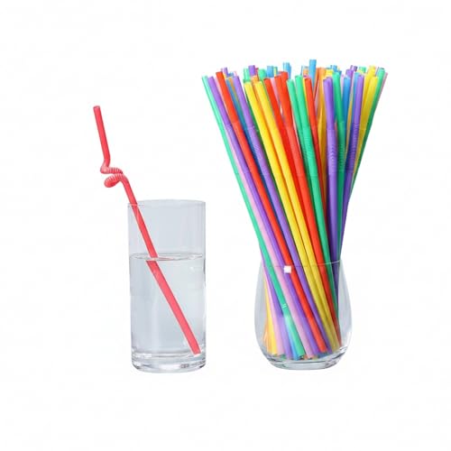 150 pitillos doblados de plástico multicolor 9.8 pulg miniatura 1