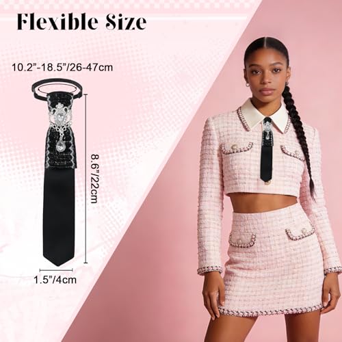 Image of Rhinestone Ties for Women, Skinny Neck Tie for Women Business Prom