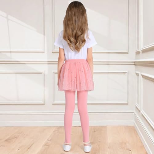 Girls Leggings with Skirt Footless Sparkly Tulle Skirt Pants for Kids Toddler Baby 1-8 Years3