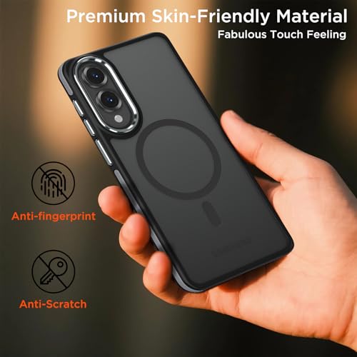 Image of MALEWOLF Case for Samsung Galaxy S25 Edge, Matte Translucent Magnetic Cover [Compatible with Magsafe] [Anti-Slip Grip], Military Grade Shockproof Hybrid Color S25 Edge Phone Case (Black /Grey)