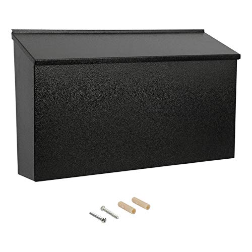 Kyodoled Wall-Mount Mailbox,Large Capacity Mail Box,Galvanized Steel Rust-Proof Metal Post Box,Mailboxes For Outside,15.75"X9.44"X4.72" Black #TOP5