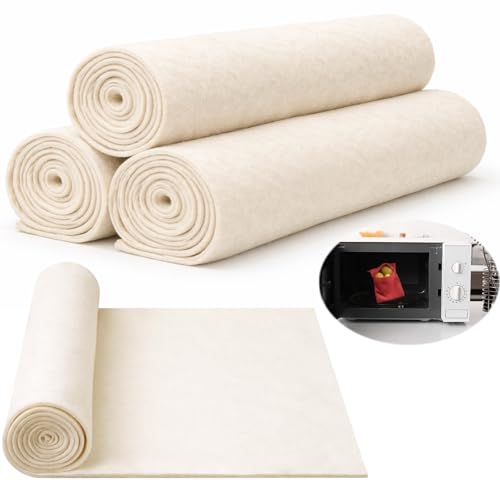 Peryiter 4 Pack Wrap and Zap Microwave Batting 45 x 36 100% Cotton Batting for Potato Bags Tortilla Warmers & Microwave Food Heating Projects