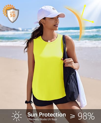 Image of PINSPARK Workout Tank Tops Woman Ice Silk UPF 50+ Athletic Yoga Shirts
