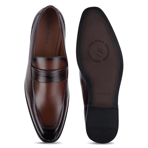 Image of LOUIS STITCH Men's Formal Shoes - Leatherette, Breathable Lining, Moccasins Style | Comfortable for Business, Casual, Parties | Double Tone Finishing (SXMCDS)