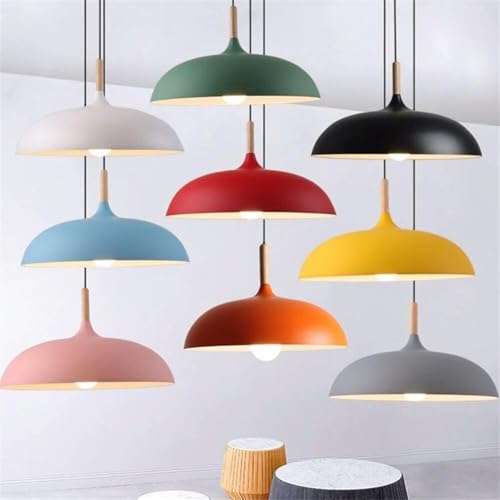 Lampe suspendue bois véritable E27 luminaire design gris - 6