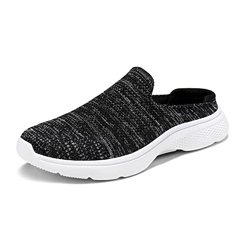DREAM PAIRS Mules for Women Shoes Slip on Sneakers Knit Flats Lightweight Breathable Comfortable Walking Shoes 6 Black/Grey