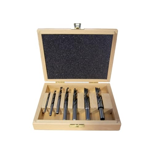 Fisch Brad Point Drill Bit Set – 7 Piece High Speed Steel Double Flute Wood Drill Bit Set, 1/8" to 1/2", FSF-320814, Made in Austria