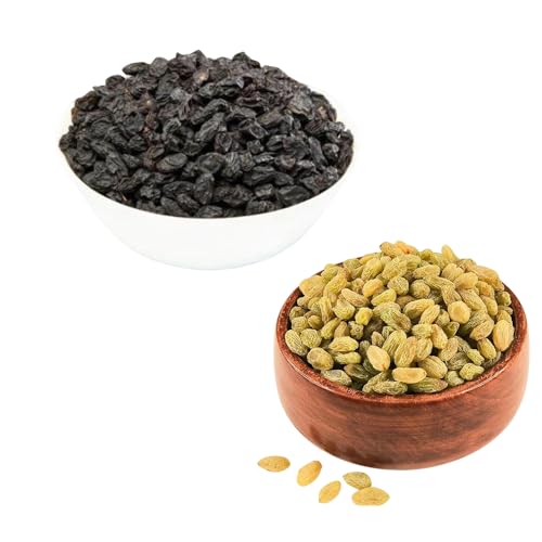 Image of RAJTILAK Dry Fruits Combo Pack of 2 | Premium Black Raisins & Seedless Green Raisins | Kali Kishmish & Kishmish | Nuts & Dry Fruits | Healthy & Tasty | Pack of 2x10g Each