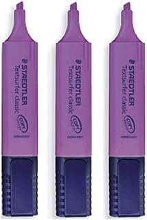 Staedtler Purple / Violet Highlighter Pens Textsurfer Classic Refillable Fast Dry Ink Jet Safe Copy Proof Ultra Soft 1-5mm Chisel Tip 364-6 (Pack Of 3)