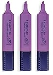 Staedtler Purple / Violet Highlighter Pens Textsurfer Classic Refillable Fast Dry Ink Jet Safe Copy Proof Ultra Soft 1-5mm Chisel Tip 364-6 (Pack Of 3)