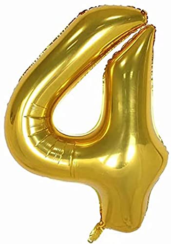 Image of Golden 32 Inches 4 Numbers Shape Large Big Foil Helium Balloons For Party Decorations In Happy Birthday Anniversary Office Items Materials Set Pack, Pack Of 1