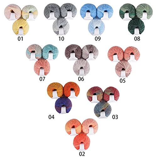 Ikasefu 3 Bundles Knitting Yarn Skeins Multicolored Mohair Fiber Warm Wool 30G Soft Yarns For Any Knitting Crochet Handcrafts Sweater Scarf Crafting Woven Skeins For Adults Kids #TOP1