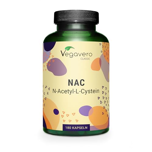 NAC Vegavero | 600 mg N-Acetil-Cisteina | Antioxidante Potente + Aumento de Glutation | Inmunidad y Antiedad | Sin Aditivos | Vegano | 180 Cápsulas