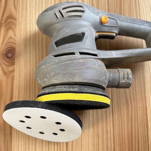 2 Stk 125 mm Hochelastisches Schwamm Interface Pad, Schaumstoff-Pad für Exzenterschleifer, 125 mm Klett-Schwammkissen-Puffer-Stützpad für Exzenterschleifer (8 Löcher)