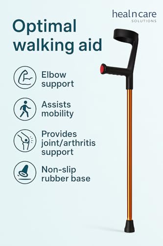Image of Ergonomic Adjustable Elbow Crutches Lightweight Forearm Support Crutches with Secure Cuff, Anti-Skid Base & Soft Grip Handle Durable Mobility Walking Aid for Men & Women